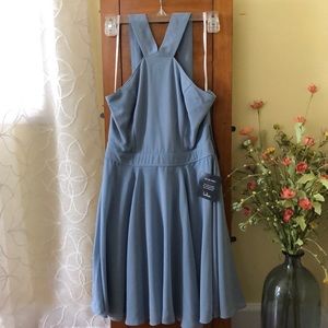 Lulu’s Halter Sky Blue Skater Dress